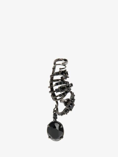Alexander McQueen Crystal Drop Multi Hoop Earpiece in Black