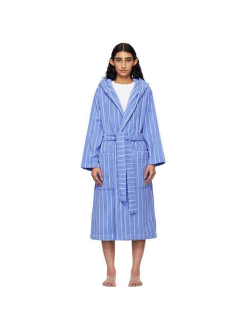 TEKLA Blue & White Terry Hooded Bathrobe