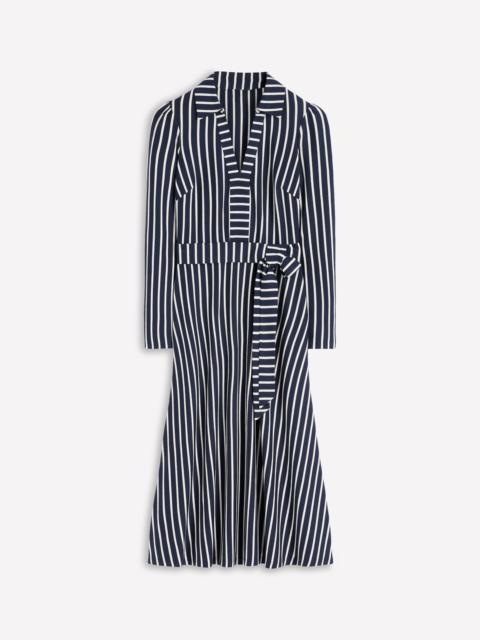 BODEN Imogen Collared Jersey Dress-French Navy and Ivory Stripe