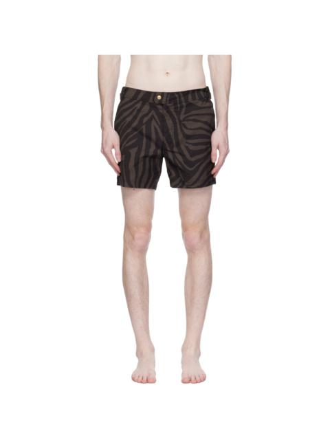 TOM FORD Brown Print Swim Shorts