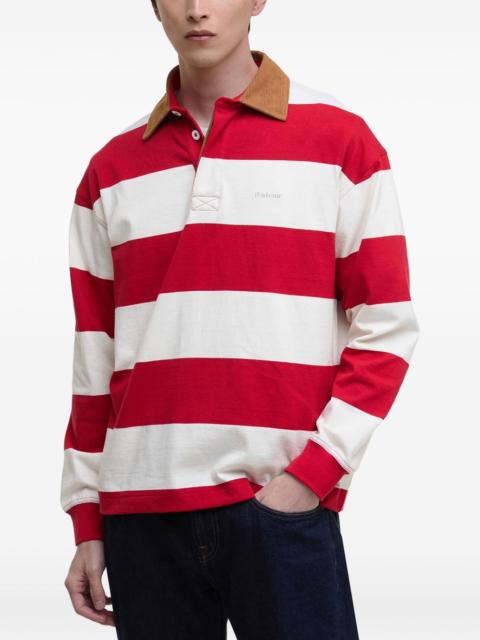 Barbour corduroy collar striped polo shirt