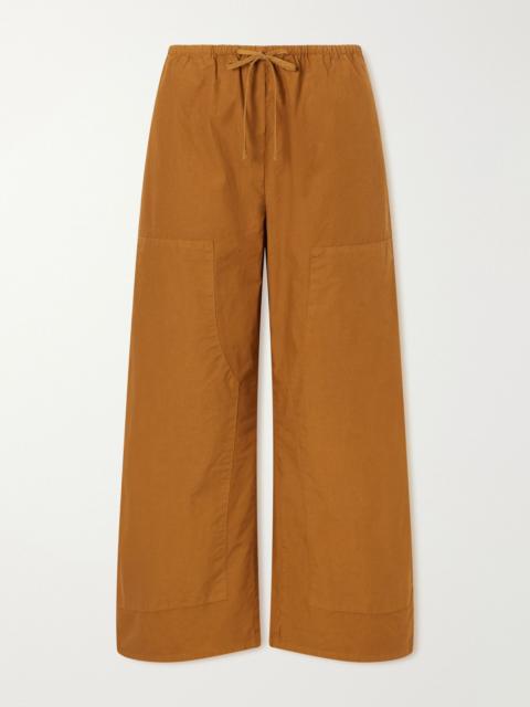 LESET Kyoto cotton-poplin wide-leg pants Camel