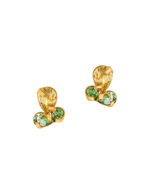 Oscar de la Renta Women's Pear Rhinestone 24K-Gold-Plated Stud Earrings - Peridot