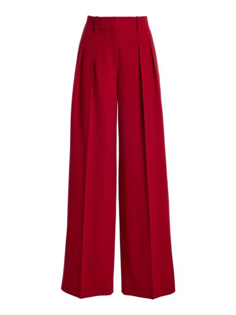 MICHAEL KORS COLLECTION Pleated Wool-Blend Wide-Leg Pants red