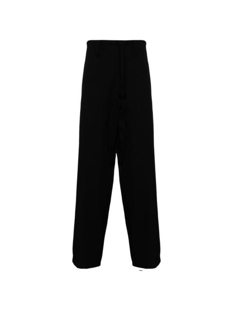 dropped-crotch wool trousers