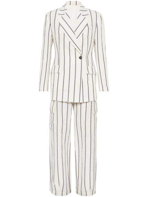 Brunello Cucinelli striped linen-blend suit