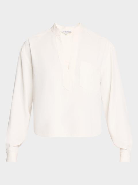 VERONICA BEARD Dean Collared V-Neck Top