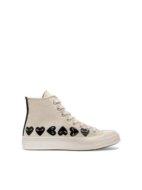 Comme des Garçons PLAY CONVERSE HIGH 'CHUCK TAYLOR' SNEAKERS MULTI HEART - OFF WHITE
