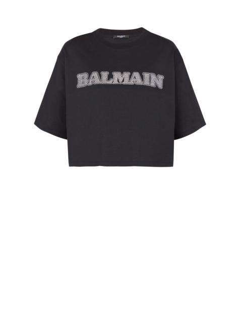 Cropped rhinestone Balmain T-shirt