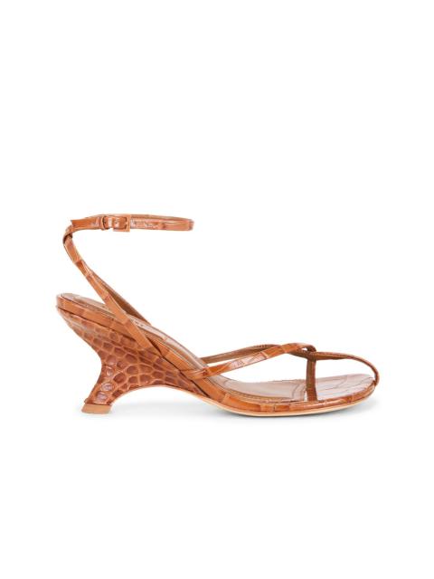 SIMKHAI Kelsey Embossed Leather Strappy Wedge