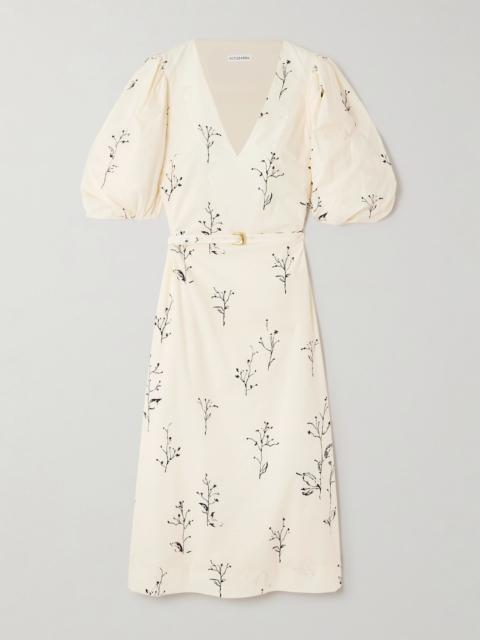 Altuzarra Corrie belted printed cotton-poplin midi dress Ivory