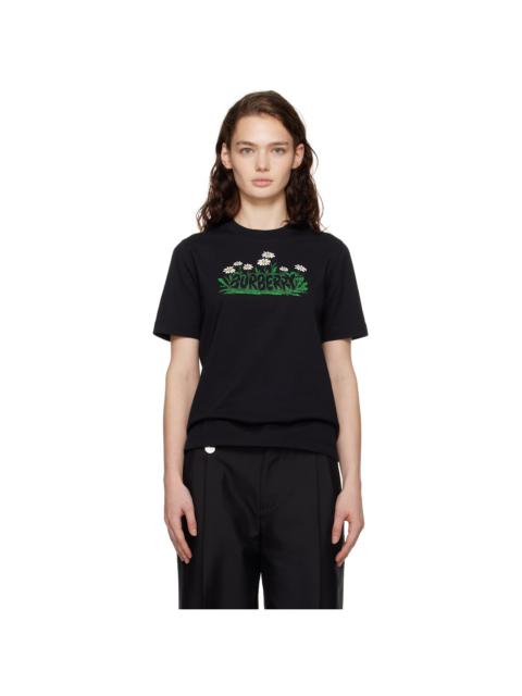 Burberry Black Daisy Logo Cotton T-shirt