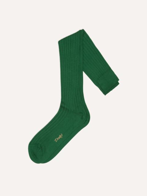 Drake's Green Cotton Over-the-Calf Socks
