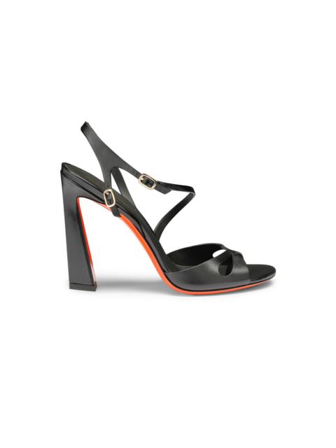 Women's black leather high-heel Mona sandal