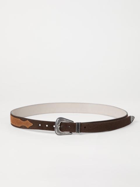 Brunello Cucinelli Two-tone reversed calfskin belt with detailed buckle and tip