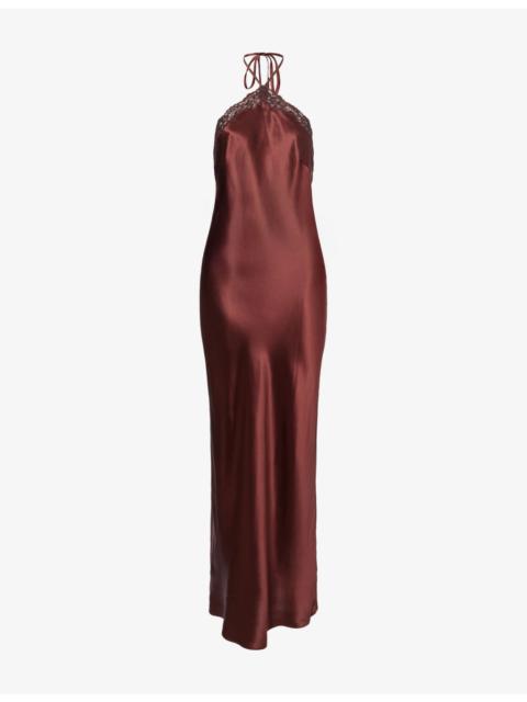 Reformation Aara Lace-Trim Silk Midi Dress