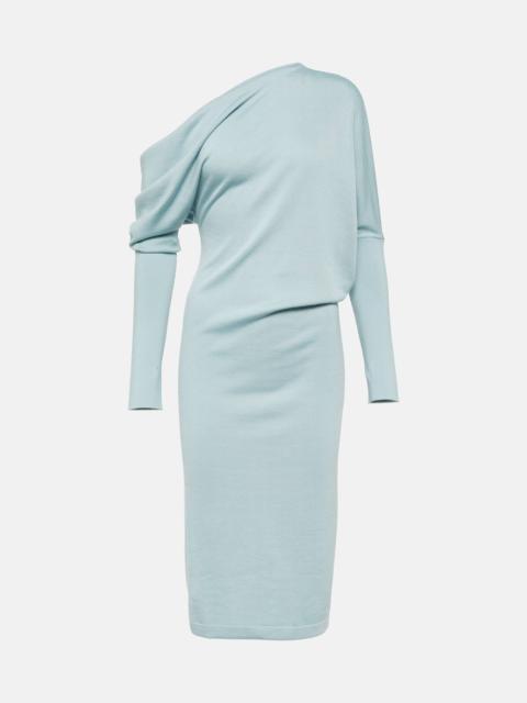 Off-shoulder cashmere-blend midi dress