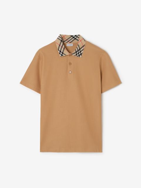 Burberry Check Collar Cotton Polo Shirt