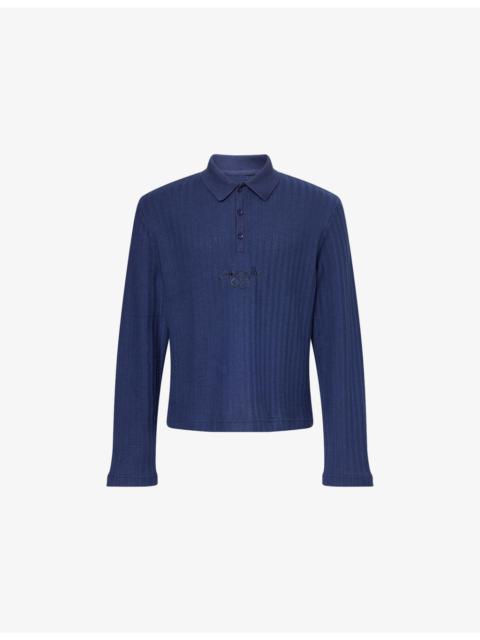 HONOR THE GIFT Logo-Embroidery Textured Knitted Polo Shirt