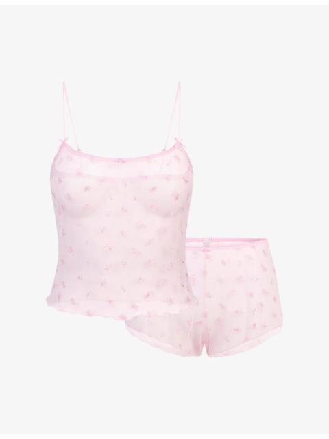 SKIMS Cherry Blossom Tulle Camisole and Shorts Set
