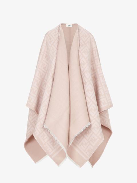 FENDI Poncho in pink wool and silk