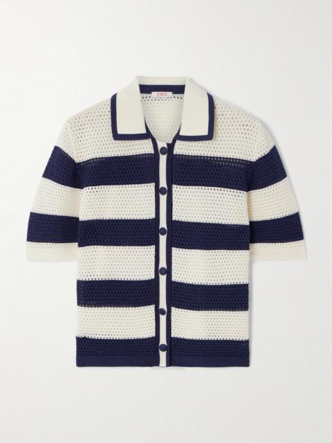 ERES Bayadere Mouette Striped Open-knit Cotton-blend Polo Shirt