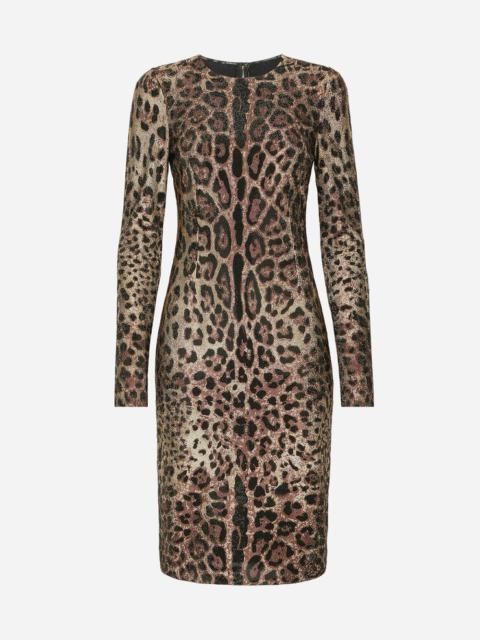 Dolce & Gabbana Leopard-print jersey midi dress with fusible rhinestones
