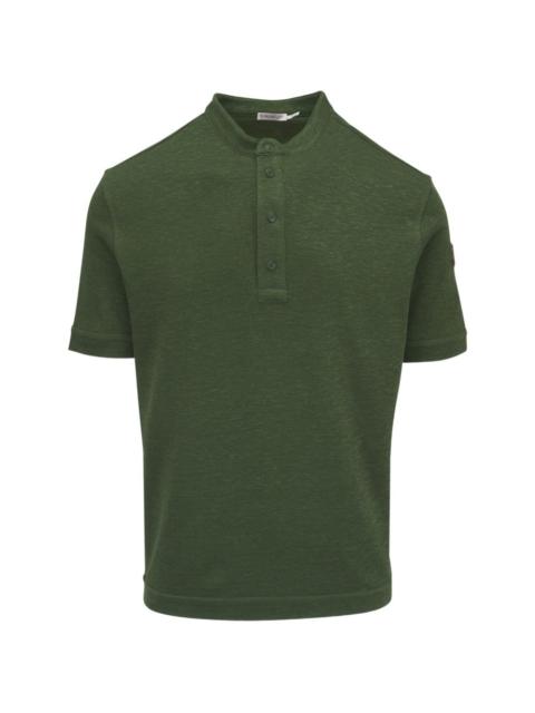 Moncler buttoned linen polo shirt