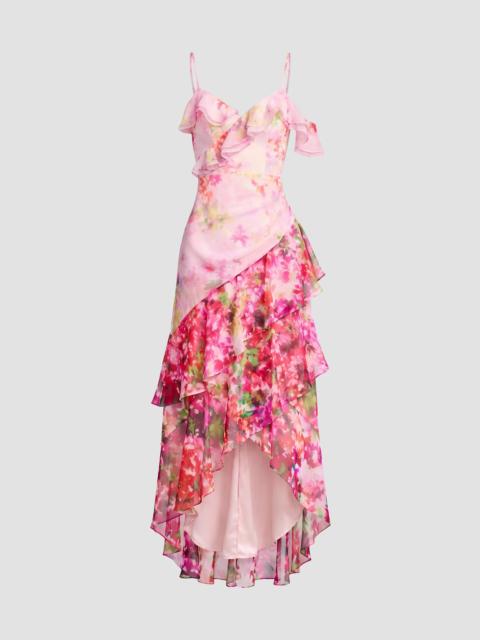 Dress The Population Women's Lumi Ruffled Floral High-Low Dress - Blush Multi