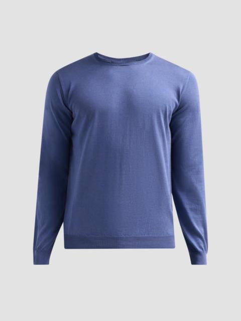 GIORGIO ARMANI Men's Silk-Cotton Crewneck Sweater - Avio