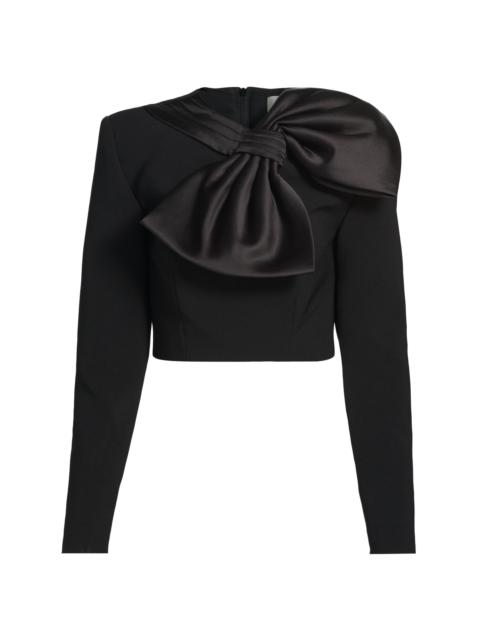 RONNY KOBO Women's Arlet Bow Long-Sleeve Crop Top - Black