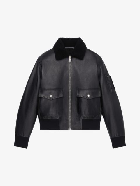 AVIATOR JACKET IN LEATHER AND SHEARLING WITH POCKET