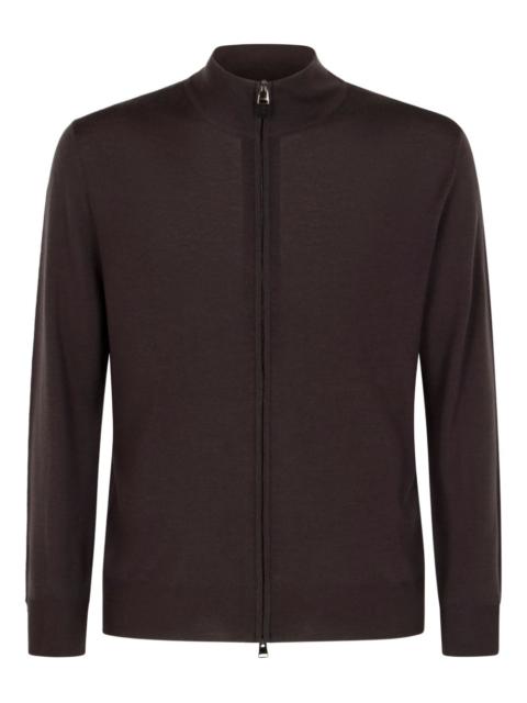 Canali high-neck zip-front cardigan