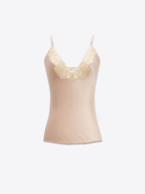 SAINT LAURENT lingerie top in silk satin and lace