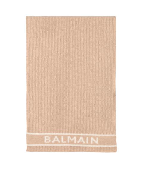 Balmain Wool and cashmere scarf with embroidered Balmain logo