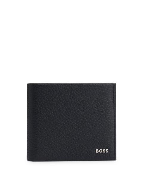 BOSS GRAINED-LEATHER WALLET WITH METAL LOGO LETTERING