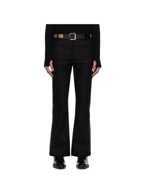 ERNEST W. BAKER Black Studded Five Pocket Flare Jeans