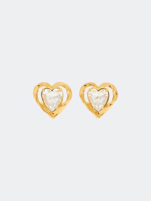 Oscar de la Renta Heart crystal-embellished clip-on earrings