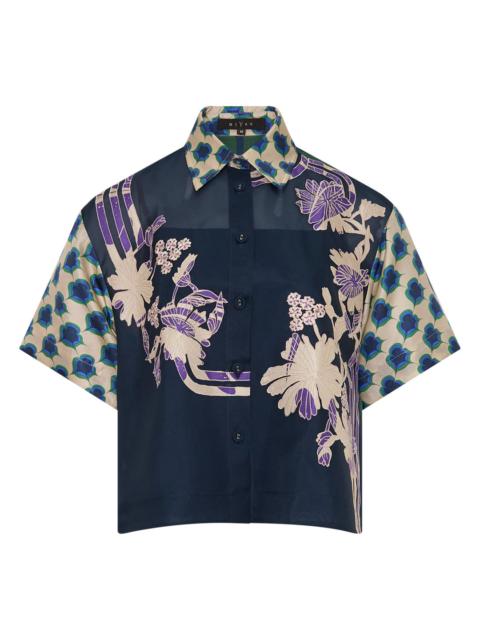 BIYAN Mix Organza Silk Short Sleeve Blouse