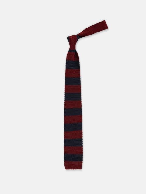 J. PRESS MADE-IN-ITALY NAVY & BURGUNDY GUARD STRIPE SILK KNIT TIE