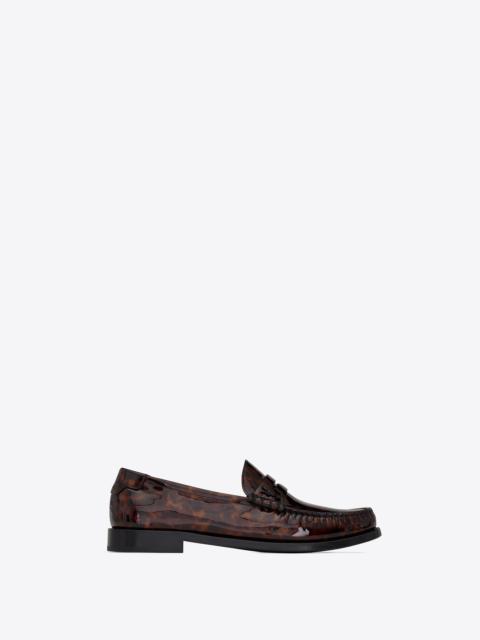 SAINT LAURENT le loafer monogram penny slippers in tortoiseshell patent leather