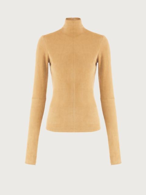 FERRAGAMO SUEDE STRETCH TURTLE NECK