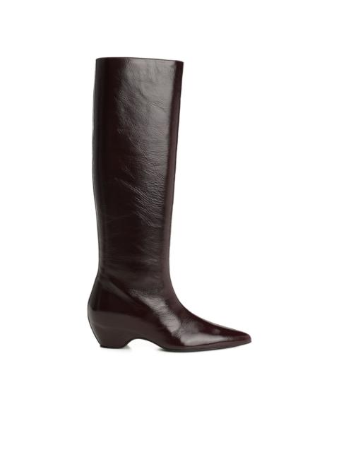 KHAITE 40mm pointed-toe patent leather boots