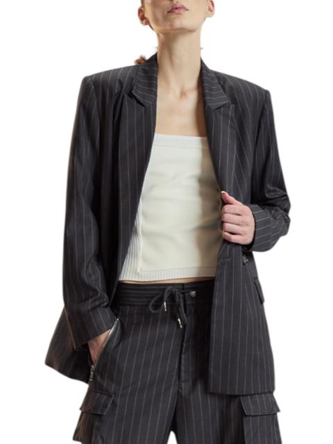 CYNTHIA ROWLEY Women's Pinstriped Oversized Blazer - Heather Grey
