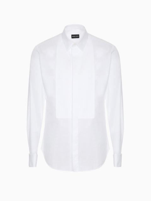 GIORGIO ARMANI Pleated cotton tuxedo shirt