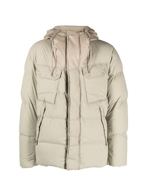 Ten C crinkled hooded down padded jacket