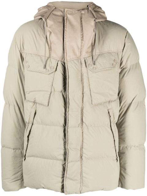 crinkled hooded down padded jacket