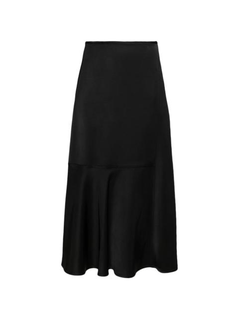 high-waisted A-line midi skirt
