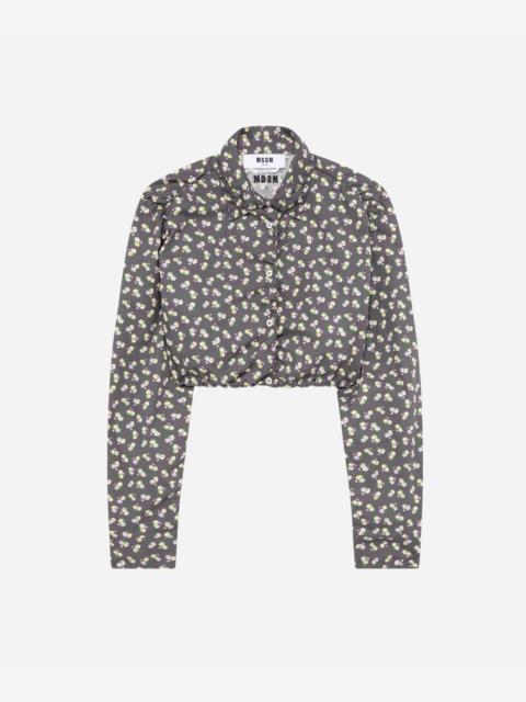 MSGM Printed poplin cropped shirt
