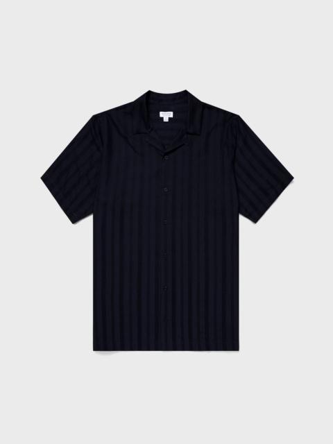 Sunspel Embroidered Stripe Camp Collar Shirt